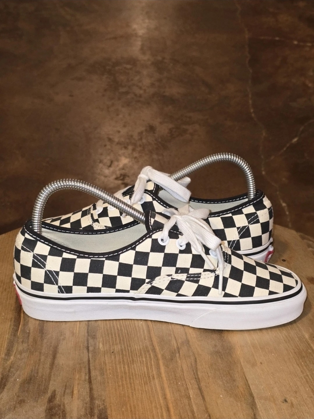 VANS Authentic Iconic Checkerboard Black & White Canvas Sneakers M6 W7.5 - Picture 4 of 8